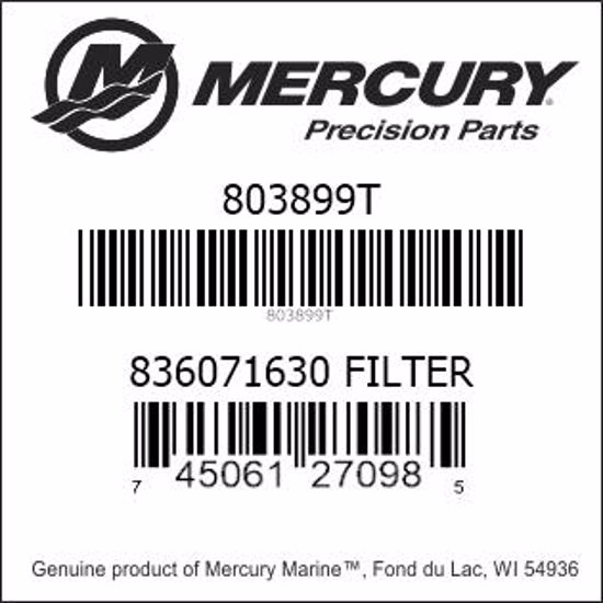 Bar codes for Mercury Marine part number 803899T