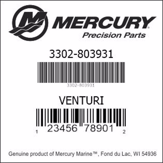 Bar codes for Mercury Marine part number 3302-803931