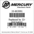 Bar codes for Mercury Marine part number 33-803991