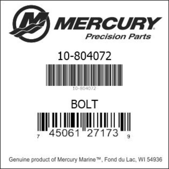 Bar codes for Mercury Marine part number 10-804072