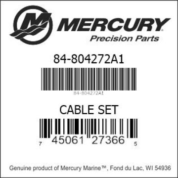Mercury Marine part number 84-804272A1 CABLE SET Bar codes for Mercury Marine part number 84-804272A1