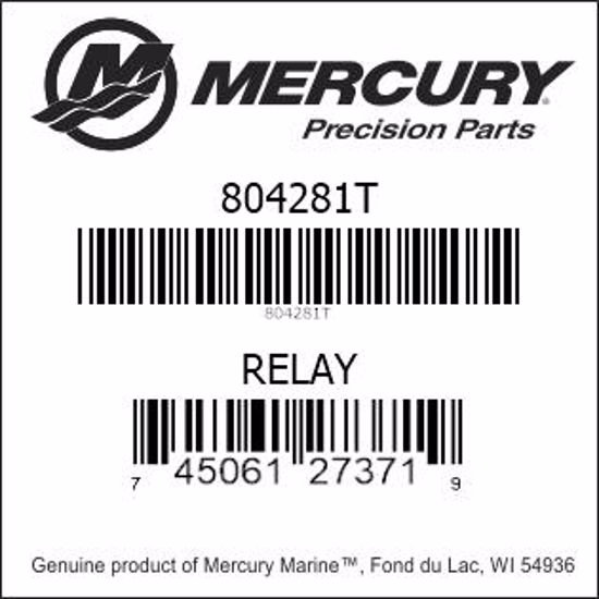 Bar codes for Mercury Marine part number 804281T