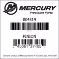 Bar codes for Mercury Marine part number 804319