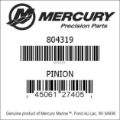 Bar codes for Mercury Marine part number 804319