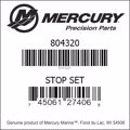 Bar codes for Mercury Marine part number 804320