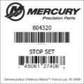 Bar codes for Mercury Marine part number 804320