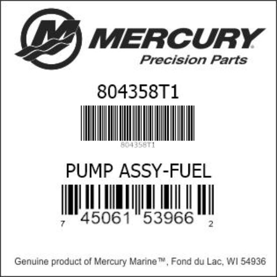 Bar codes for Mercury Marine part number 804358T1