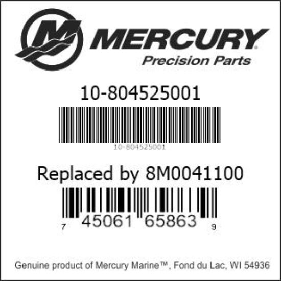 Bar codes for Mercury Marine part number 10-804525001
