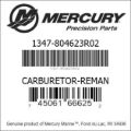 Bar codes for Mercury Marine part number 1347-804623R02