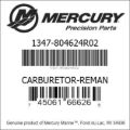 Bar codes for Mercury Marine part number 1347-804624R02