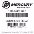 Bar codes for Mercury Marine part number 1347-804625R02