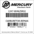 Bar codes for Mercury Marine part number 1347-804625R02