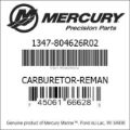 Bar codes for Mercury Marine part number 1347-804626R02