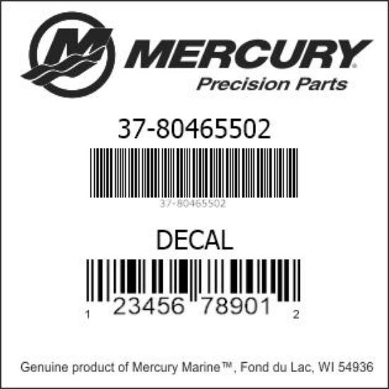 Bar codes for Mercury Marine part number 37-80465502