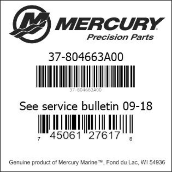 Bar codes for Mercury Marine part number 37-804663A00
