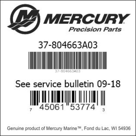 Bar codes for Mercury Marine part number 37-804663A03