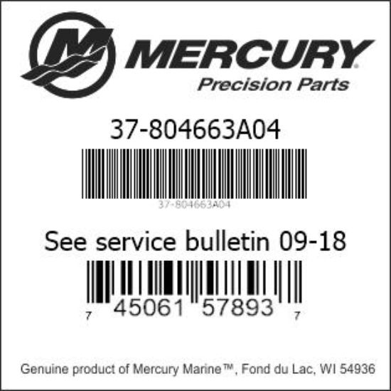 Bar codes for Mercury Marine part number 37-804663A04