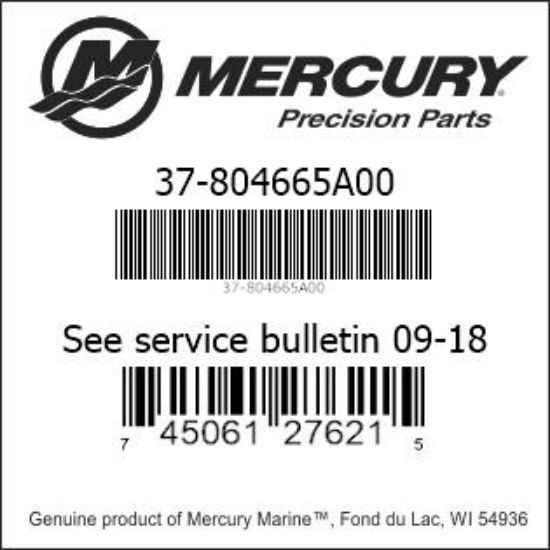 Bar codes for Mercury Marine part number 37-804665A00