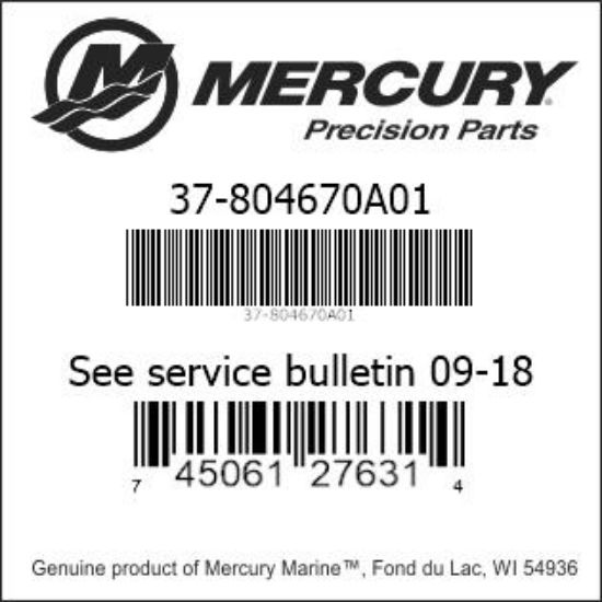 Bar codes for Mercury Marine part number 37-804670A01