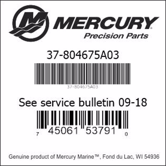 Bar codes for Mercury Marine part number 37-804675A03