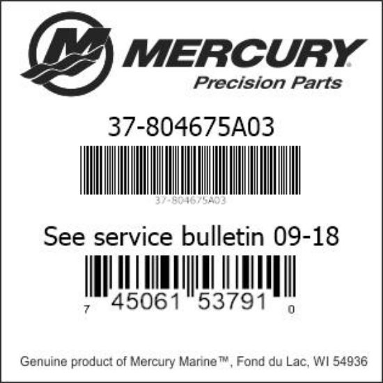 Bar codes for Mercury Marine part number 37-804675A03