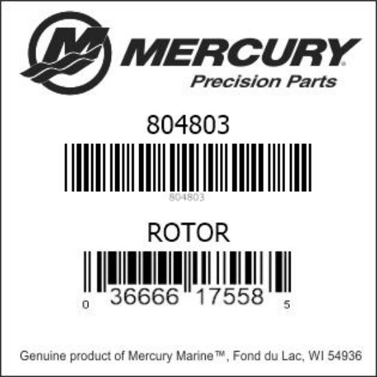 Bar codes for Mercury Marine part number 804803