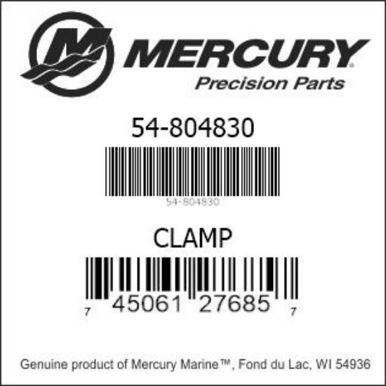 Bar codes for Mercury Marine part number 54-804830
