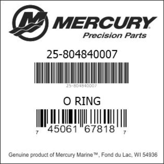 Bar codes for Mercury Marine part number 25-804840007