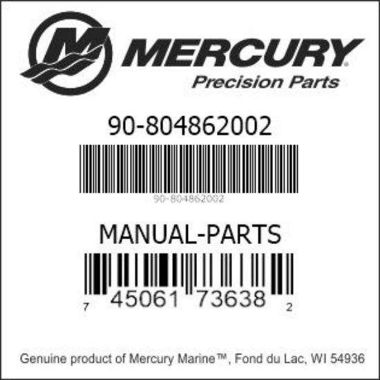 Bar codes for Mercury Marine part number 90-804862002