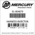 Bar codes for Mercury Marine part number 91-804879