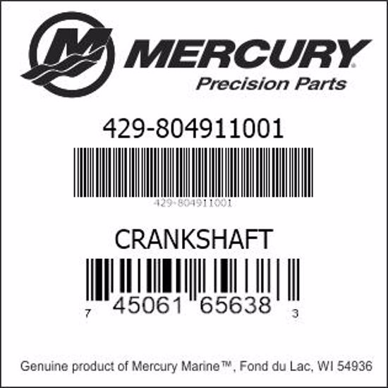 Bar codes for Mercury Marine part number 429-804911001