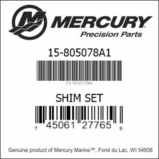 Bar codes for Mercury Marine part number 15-805078A1