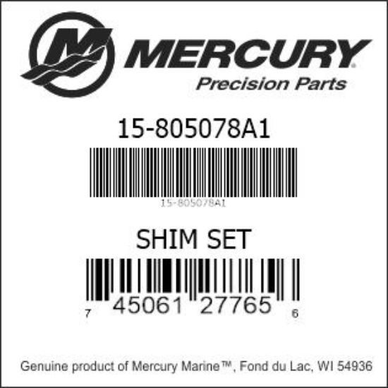 Bar codes for Mercury Marine part number 15-805078A1