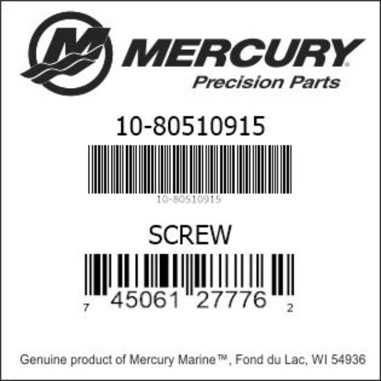 Bar codes for Mercury Marine part number 10-80510915