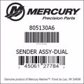 Bar codes for Mercury Marine part number 805130A6