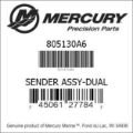 Bar codes for Mercury Marine part number 805130A6