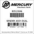 Bar codes for Mercury Marine part number 805130A6