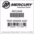 Bar codes for Mercury Marine part number 805130A8