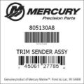 Bar codes for Mercury Marine part number 805130A8