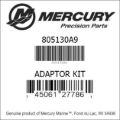 Bar codes for Mercury Marine part number 805130A9