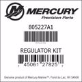 Bar codes for Mercury Marine part number 805227A1