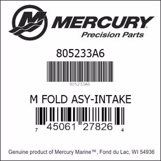 Bar codes for Mercury Marine part number 805233A6