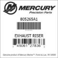 Bar codes for Mercury Marine part number 805265A1