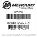 Bar codes for Mercury Marine part number 805268