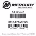 Bar codes for Mercury Marine part number 53-805272