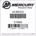 Bar codes for Mercury Marine part number 25-805331