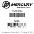 Bar codes for Mercury Marine part number 26-805344