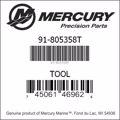 Bar codes for Mercury Marine part number 91-805358T