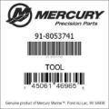 Bar codes for Mercury Marine part number 91-8053741