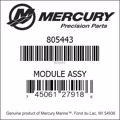 Bar codes for Mercury Marine part number 805443